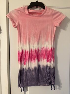 Justice Pink Hot Pink White Purple Ombre Tie-Dye Casual Kids Dress